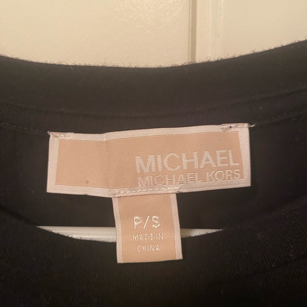 MK. Woman’s Black Shirt with Gold Rhinestones. - Picture 3 of 8